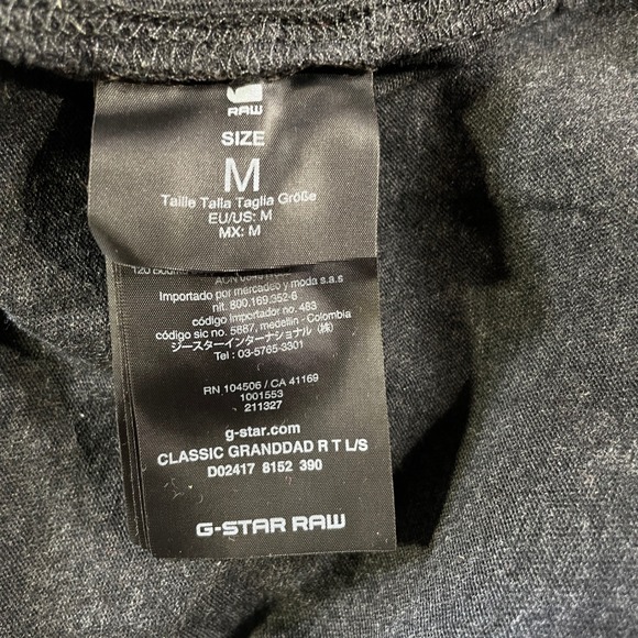 G Star Raw Granddad Henley Shirt Mens Medium Dark Gray‎ Classic Long Sleeve - Picture 8 of 10